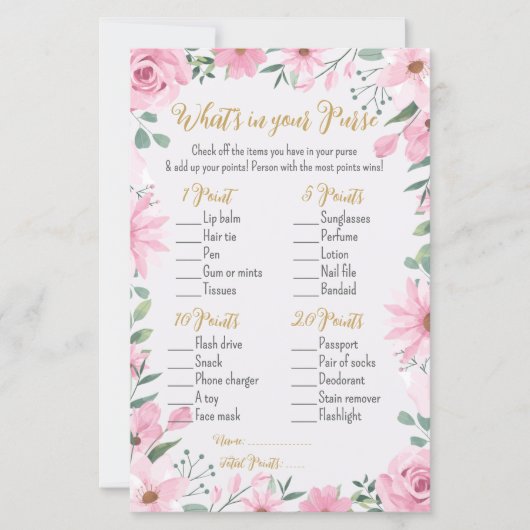 Love is in Bloom Shower What’s in Your Purse Game (Voorkant)