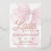 Love Is In The Air Bow Mauve Engagement Rose Gold Folie Uitnodiging (Voorkant)