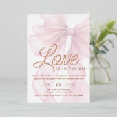 Love Is In The Air Bow Mauve Engagement Rose Gold Folie Uitnodiging (Staand Voorkant)