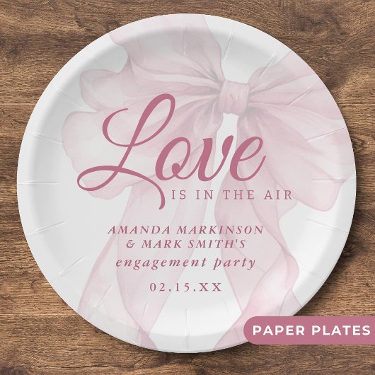 Love Is In The Air Mauve Pink Bow Engagement Papieren Bordje
