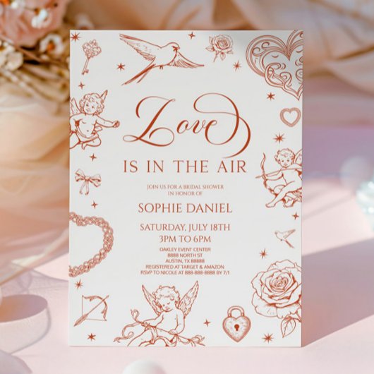 Love Is In The Air Valentine's Day Bridal Shower Kaart