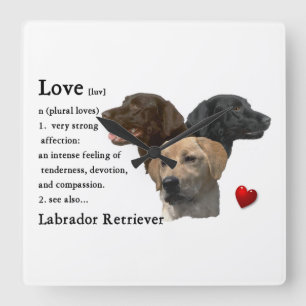 Love is Labrador Retriever Gifts Vierkante Klok