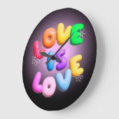 Love Is Love 3D Rainbow Pride Horloge murale (Angle)