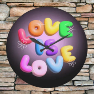 Love Is Love 3D Regenboog Pride Wandklok Grote Klok