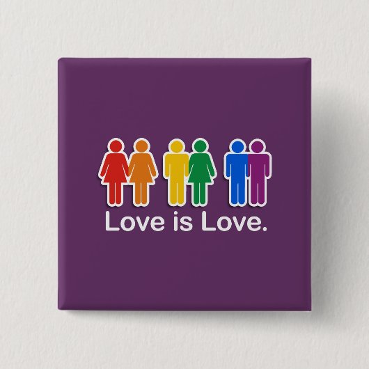 LOVE IS LOVE BASIC VIERKANTE BUTTON 5,1 CM (Voorkant)