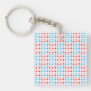 LOVE is LOVE citaat in rood en blauw Sleutelhanger