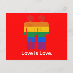 LOVE IS LOVE GAY COUPLE BRIEFKAART