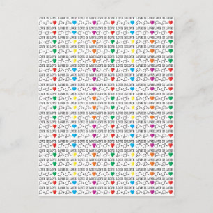 LOVE is LOVE-gelijkheidscitaat in regenboogkleuren Briefkaart