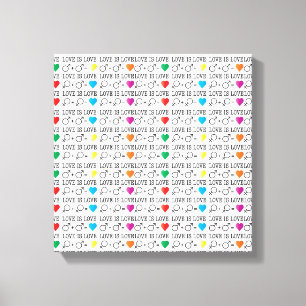 LOVE is LOVE-gelijkheidscitaat in regenboogkleuren Canvas Afdruk
