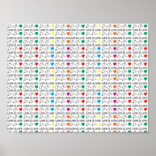 LOVE is LOVE-gelijkheidscitaat in regenboogkleuren Poster