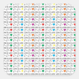 LOVE is LOVE-gelijkheidscitaat in regenboogkleuren Vierkante Sticker