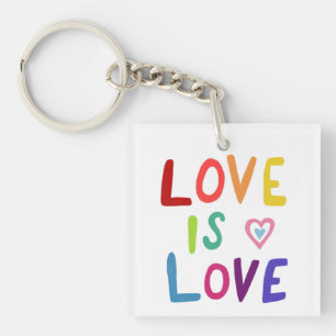 LOVE IS LOVE kleurrijke regenboogpride Sleutelhanger