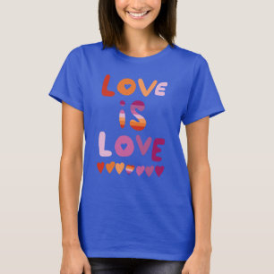 LOVE IS LOVE kleurrijke roze Paarse lesbische trot T-shirt