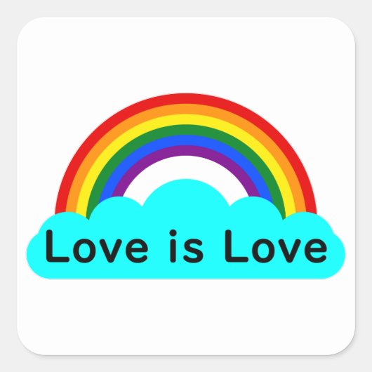 Love is Love - LGBT Rainbow Square Sticker (Voorkant)