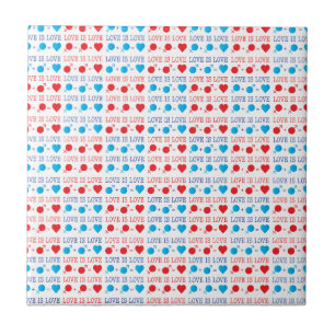 LOVE is LOVE-offerte rood en blauw Tegeltje
