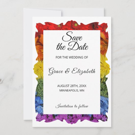Love Is Love Pride Floral Save the Date Kaart (Voorkant)