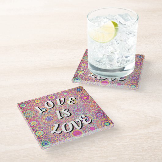 Love Is Love Pride Glas Onderzetter (Schuin)