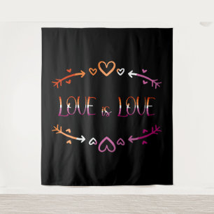 Love is Love Pride Maand Lesbische Achtergrond Wandkleed
