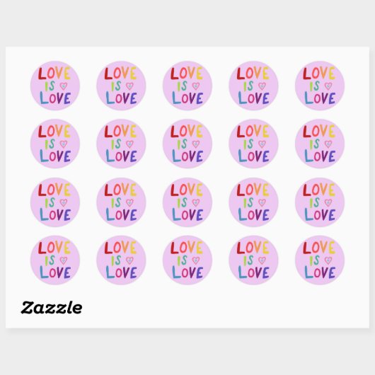 LOVE IS LOVE Rainbow Handlettering Set van Ronde Sticker (Vel)