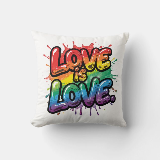 Love Is Love - Rainbow Pride Quote Art  Kussen (Voorkant)
