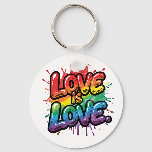 Love Is Love - Rainbow Pride Quote Art  Sleutelhanger (Voorkant)