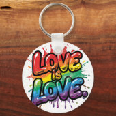 Love Is Love - Rainbow Pride Quote Art  Sleutelhanger (Achterkant)