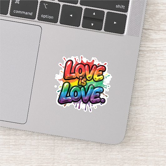 Love Is Love - Rainbow Pride Quote Art  Sticker (Detail)