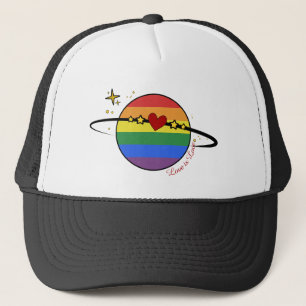 Love Is Love Regenboog LGBTQ Planeet Hoed Trucker Pet