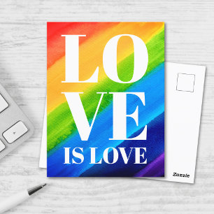 Love Is Love Regenboog Pride  Briefkaart