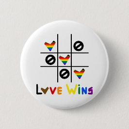 Love Is Love Tic Tac Toe Rainbow Pride Flag LGBTQ+ Ronde Button 5,7 Cm