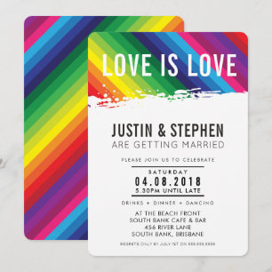 LOVE IS LOVE trouwregenboogkleuren penseelstreek Kaart