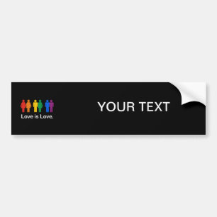 LOVE IS LOVE ZWART BUMPERSTICKER
