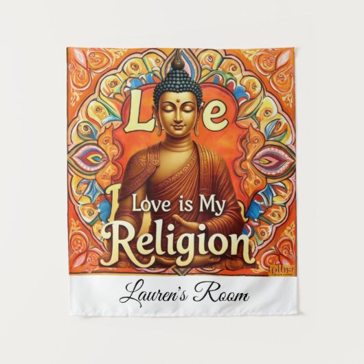 LOVE IS MY RELIGION WALL ART TAPESTRY WANDKLEED (Voorkant)