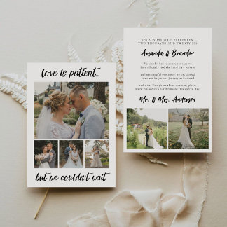 Love is Patient 6 Photo Wedding Elopement Announce Aankondiging