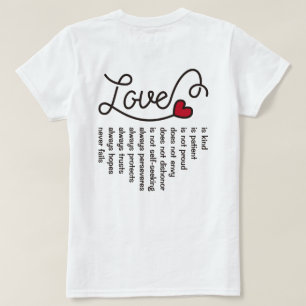 Love is Patiënt-achtige Typografie Red Heart Vers T-shirt