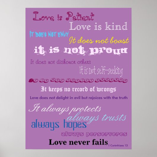 Love is Patient Bible Verse Poster (Voorkant)