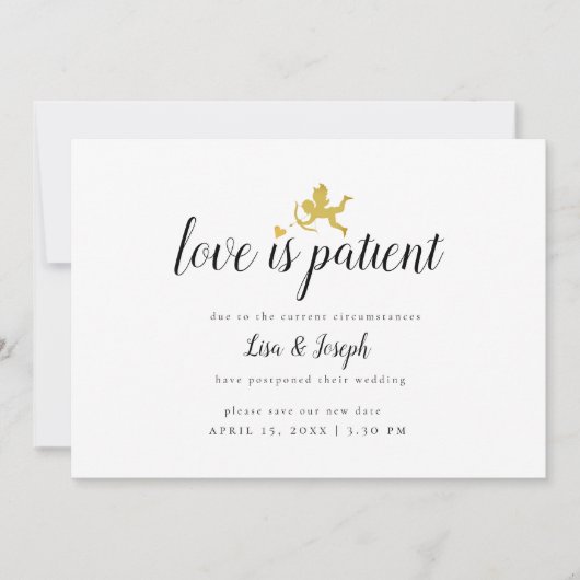 Love is Patiënt Change the Date Postponement Save The Date (Voorkant)