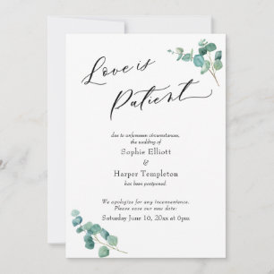 Love is Patient Eucalyptus Postponed Wedding Card Kaart