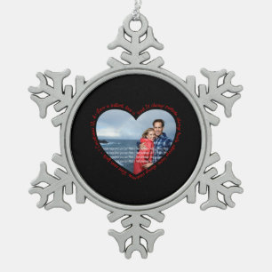 Love is Patient Photo Heart Black & Red Tin Sneeuwvlok Ornament