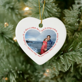 Love is Patient Photo Heart White & Red Keramisch Ornament