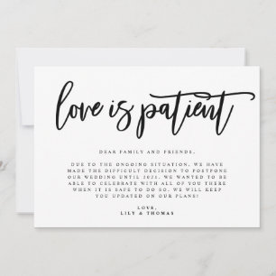 Love is Patient Wedding Postponement Aankondiging