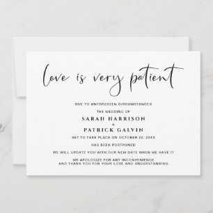 Love is Patient Wedding Postponement Elegant Aankondiging