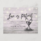 Love is Patient Wedding Postponement Reschedulated Aankondigingskaart (Voorkant)