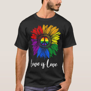 Love is Peace Sunflower Lgbt Pride Gay Lesbia T-shirt