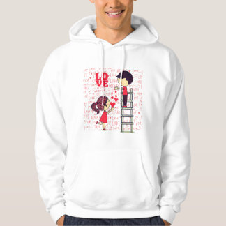 “Love Is Reaching Each Other – Cute Cartoon Valent Hoodie