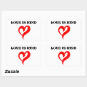 "LOVE IS SOORT HART" RECHTHOEKIGE STICKER (Vel)