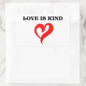 "LOVE IS SOORT HART" RECHTHOEKIGE STICKER (Tas)