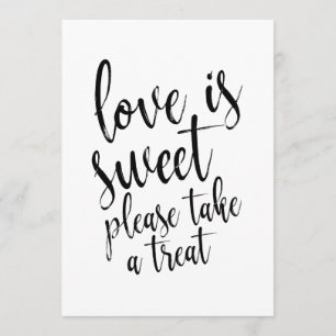 Love is Sweet Affordable Wedding Favors Sign Kaart