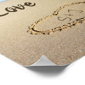Love is Sweet Beach Wedding Initialen in Sand Hear Poster (Hoek)
