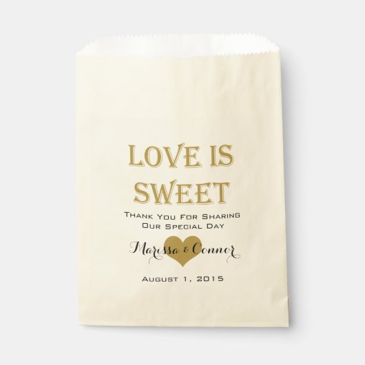 Love Is Sweet Black and Gold Mariage Sacs (Devant)